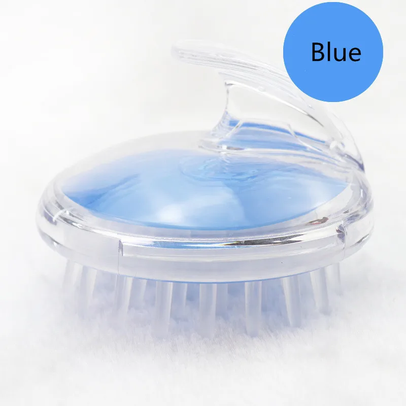 Blue Массажер для головы, полупрозрачный шампунь, Массажная щетка для ванны, удобный массажный инструмент для мытья головы и волос - Цвет: Blue