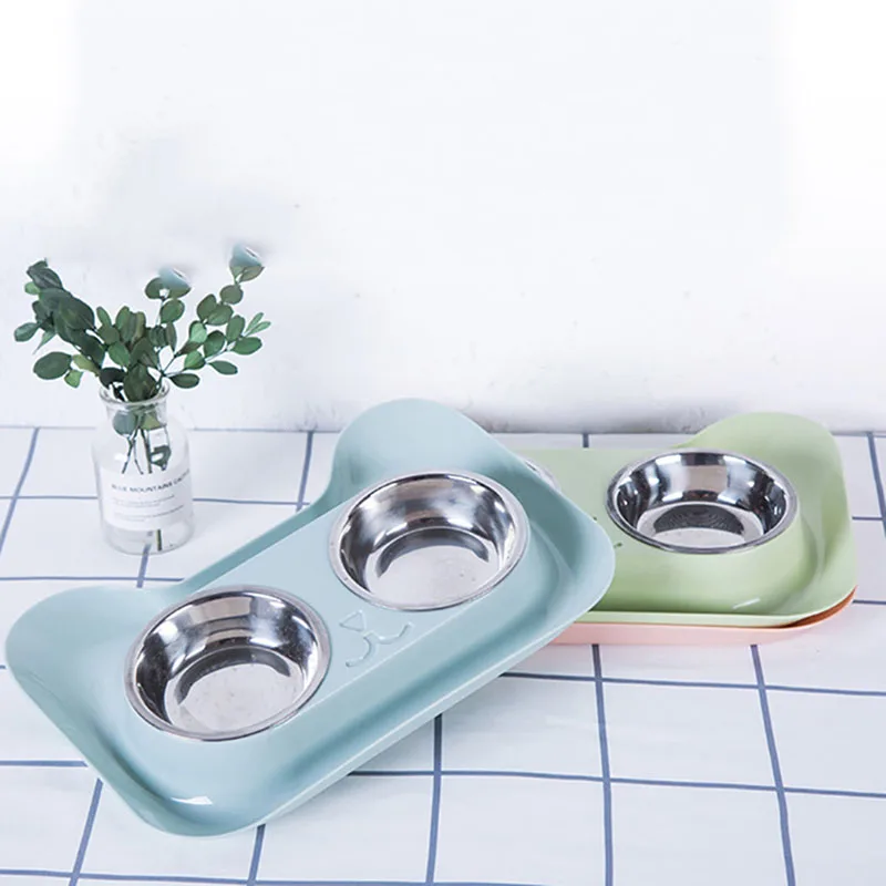 Pet Double Bowls Food Water Feeder Stainless Steel Cat Bowl for Dog Puppy Cats Pets Supplies Feeding Dishes Dropship | Дом и сад