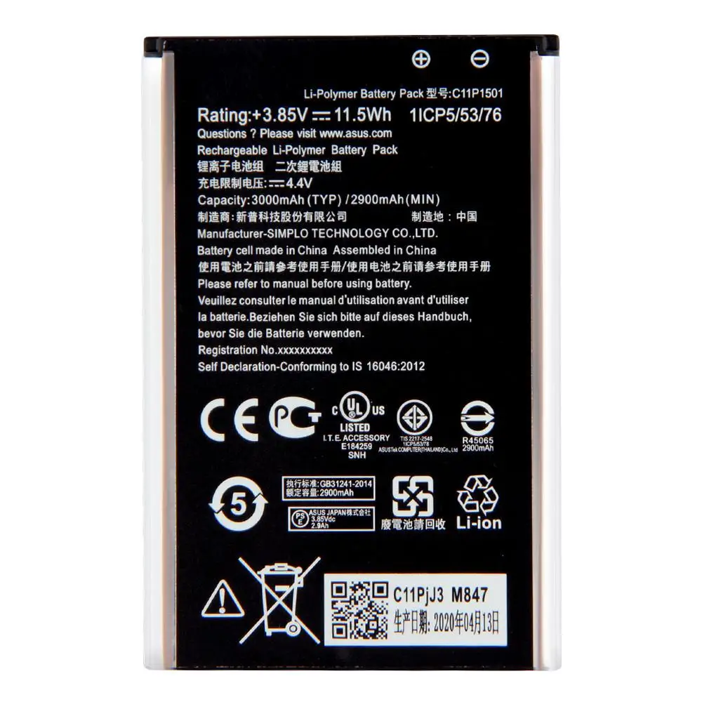 

ASUS C11P1501 Battery For ASUS ZenFone2 Laser 5.5"/6" zenfone selfie ZE550KL ZE601KL Z00LD Z011D ZD551KL Z00UD 2900mAh