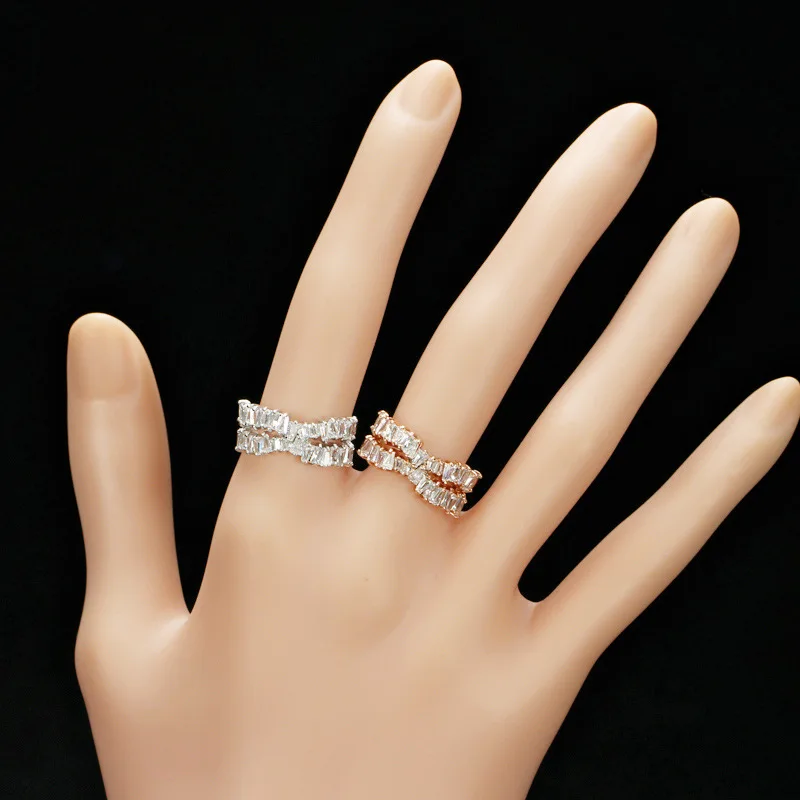 

2019 Fashion Super Flash Crystal Rectangle Irregular Beautiful Ring For Women Jewelry