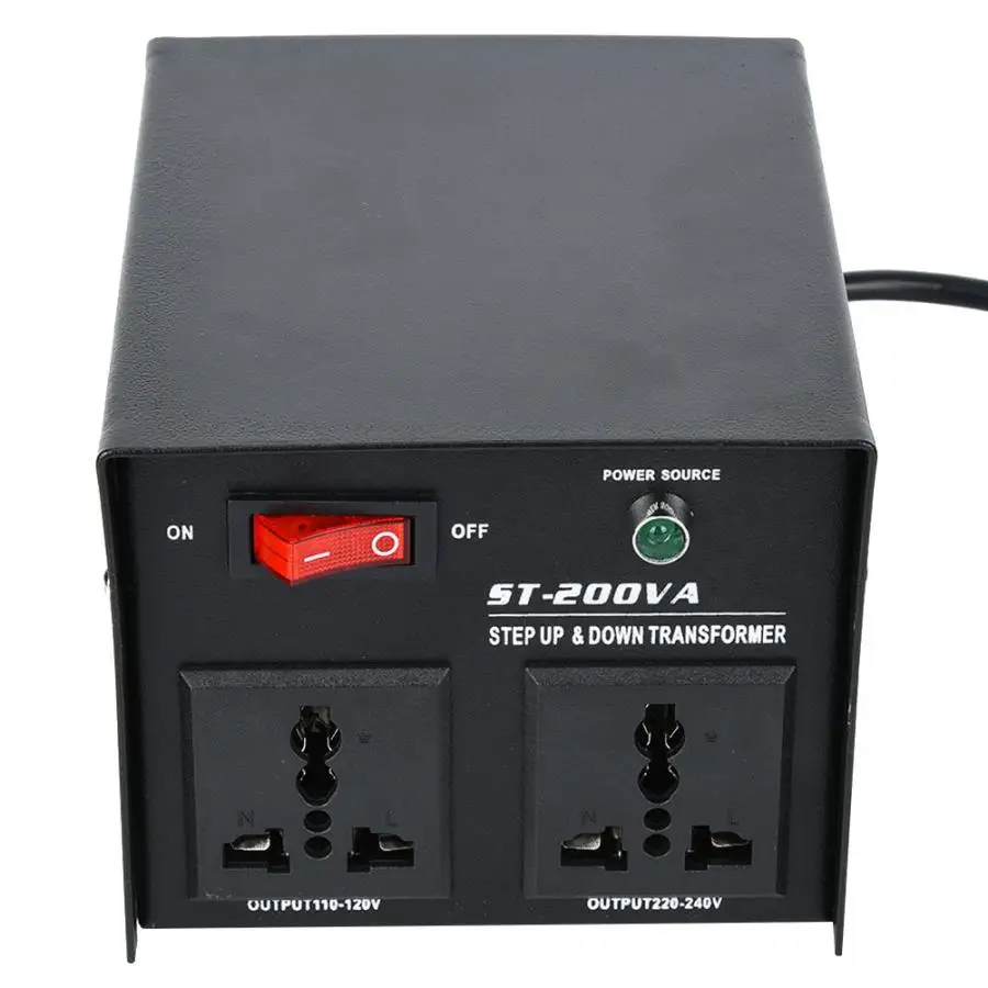 Преобразователь напряжения 200 Вт с 2 шт. универсальных розеток от 100 В до 220