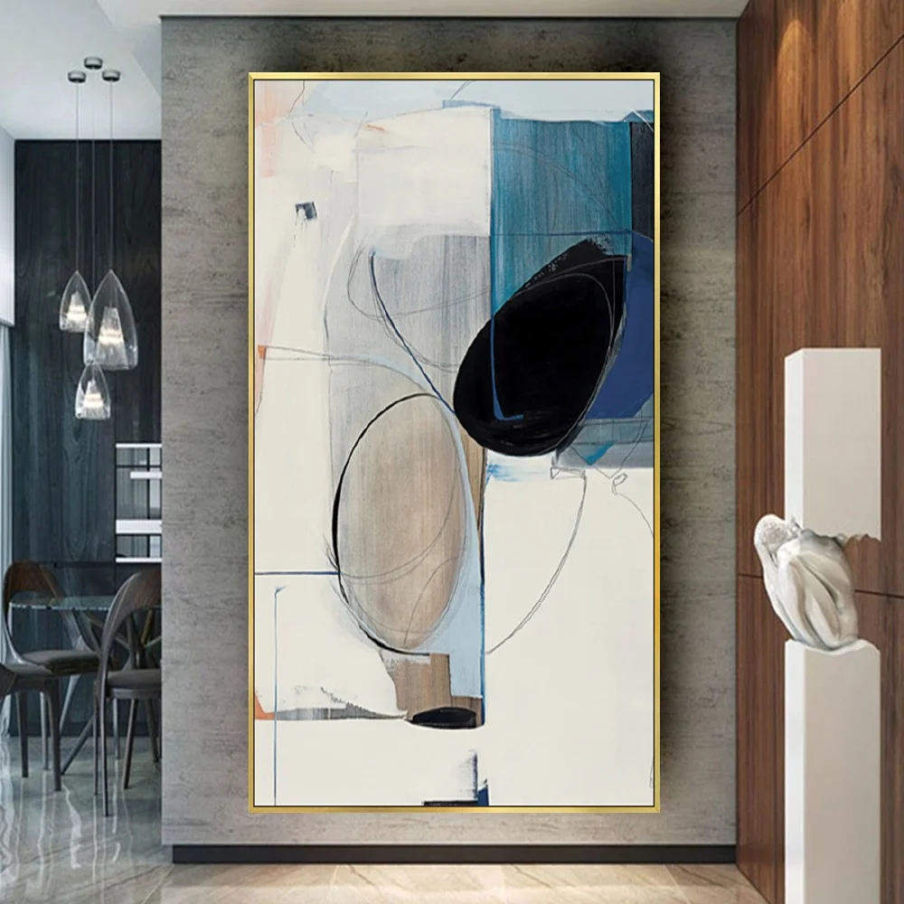 

Hand painted Abstract Color Block Oil Paintings Abstract canvas Painting wall painting for Living Room home Decor Orange mural