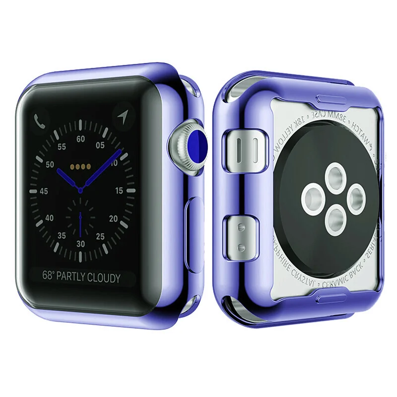 Чехол для Apple Watch 5 4 Чехол 44 мм/40 мм iWatch band 42 мм 38 мм универсальная защитная крышка бампер Apple watch 3 2 1 Аксессуары - Color: Blue