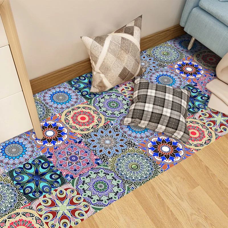 10pcs home decor tile sticker european retro pattern pvc self adhesive floor sticker bathroom kitchen waterproof wall decals free global shipping