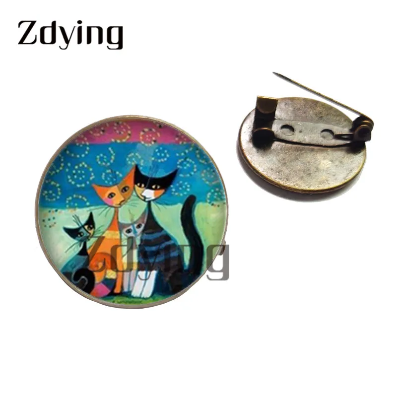 Zdying зеленый завод кактус значок Броши стеклянный кабошон с фото антикварные