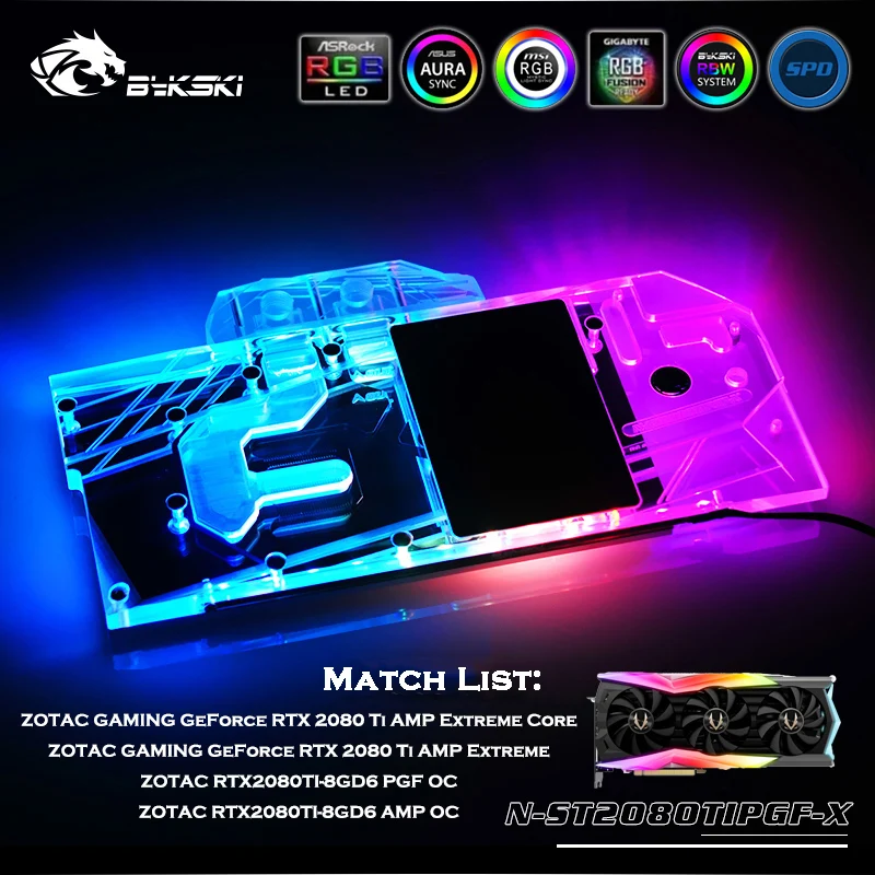 Водяной блок Bykski AMP с полным покрытием GPU для ZOTAC GAMING GeForce RTX 2080 Ti Extreme/Core радиатор