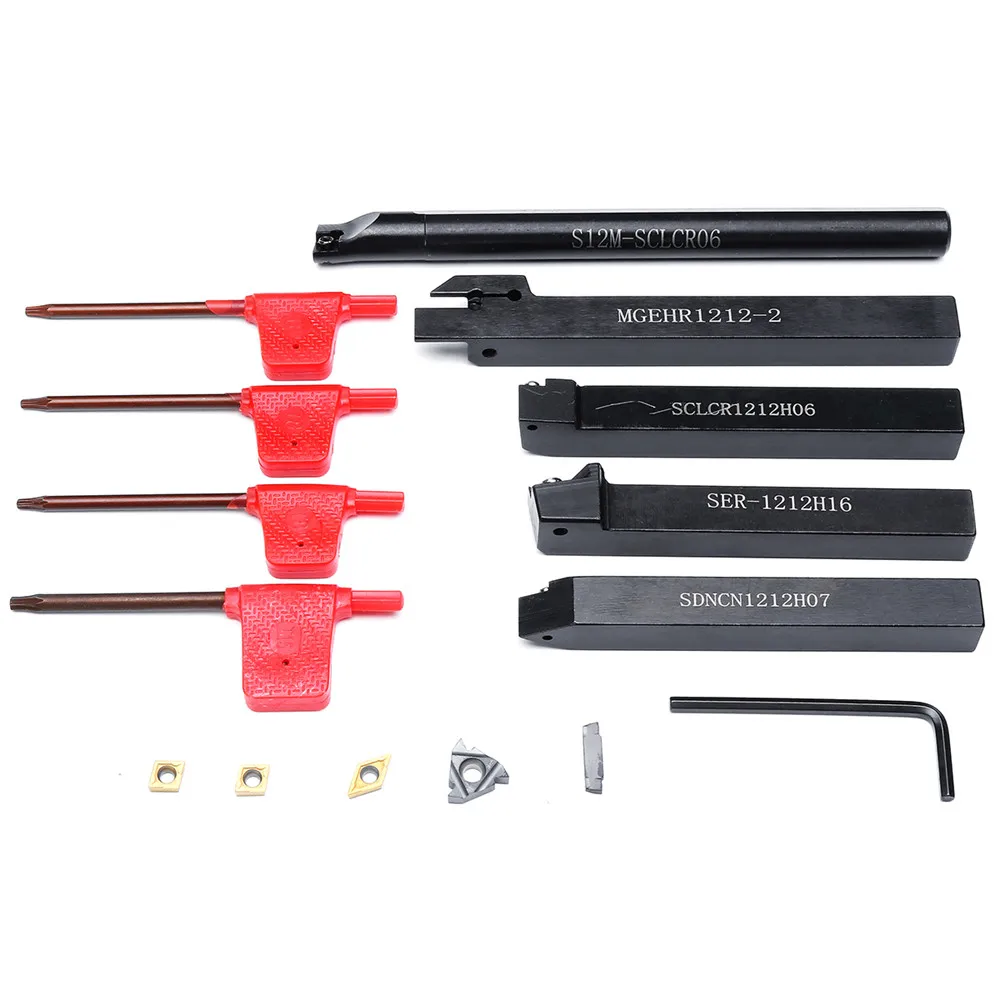 

Хвостовик 12 мм, 5 шт., поворотный держатель, набор инструментов с лезвием, гаечный ключ для токарного станка и CNC 40Cr, легированная сталь