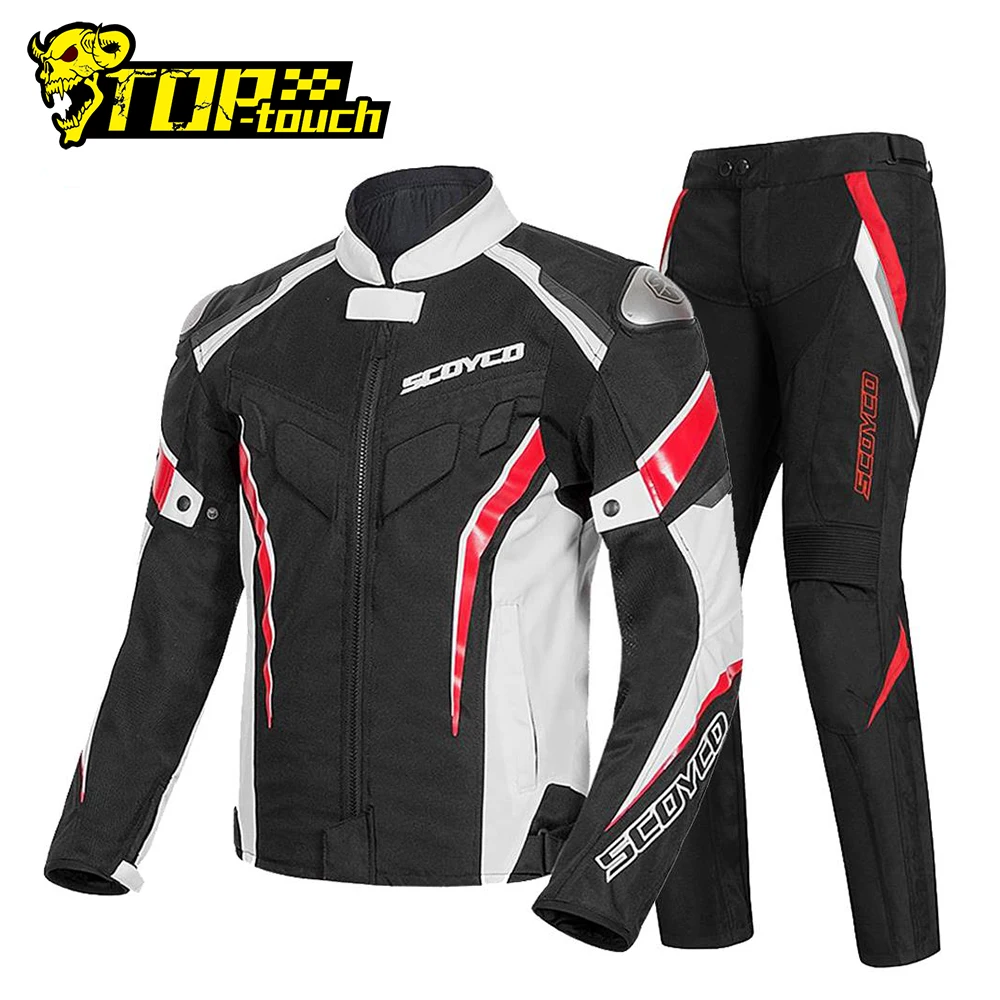 

SCOYCO Summer Motorcycle Jacket+Moto Pants Breathable Reflective Motocross Chaqueta Moto Jacket Riding Armor Jacket Motorcycle