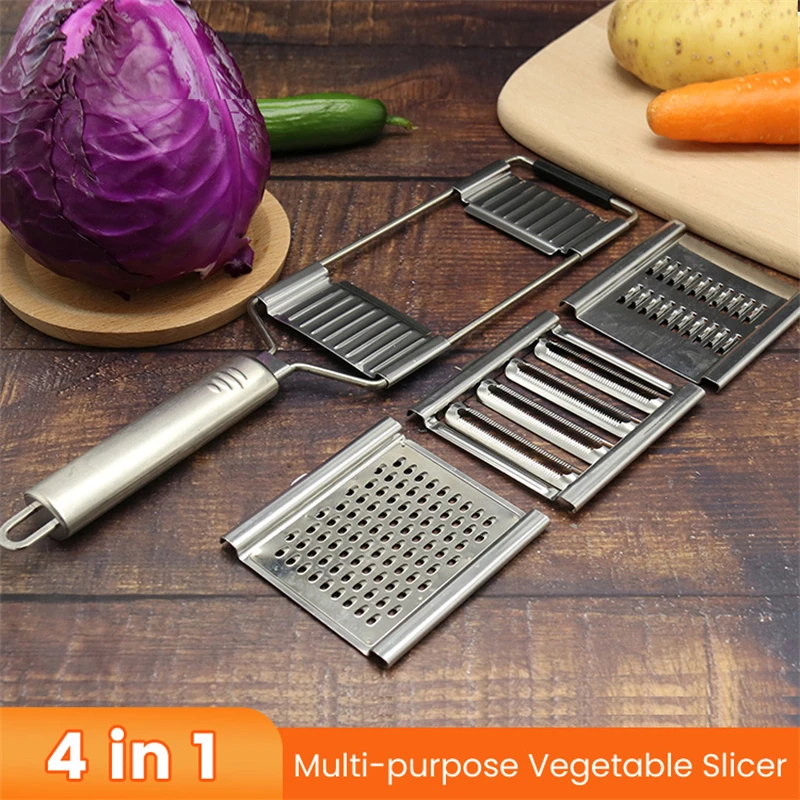 4 in1 Grater Cutter Stainless Steel Multi-function Slicer Removable Slicing Knife Vegetable And Fruit Peeler Kitchen Accessory | Дом и сад