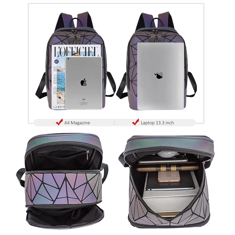 Модный женский рюкзак Mochila светящиеся Рюкзаки Сумка для девушек