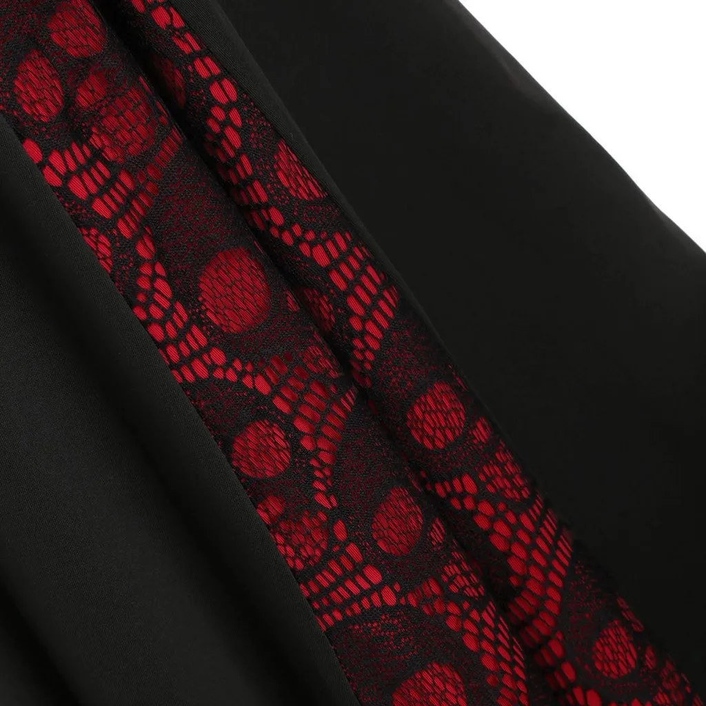 

Retro Gothic Skirt Women long Skirt Pleated Plus Size Lace Patchwork High Waist cosplay costume