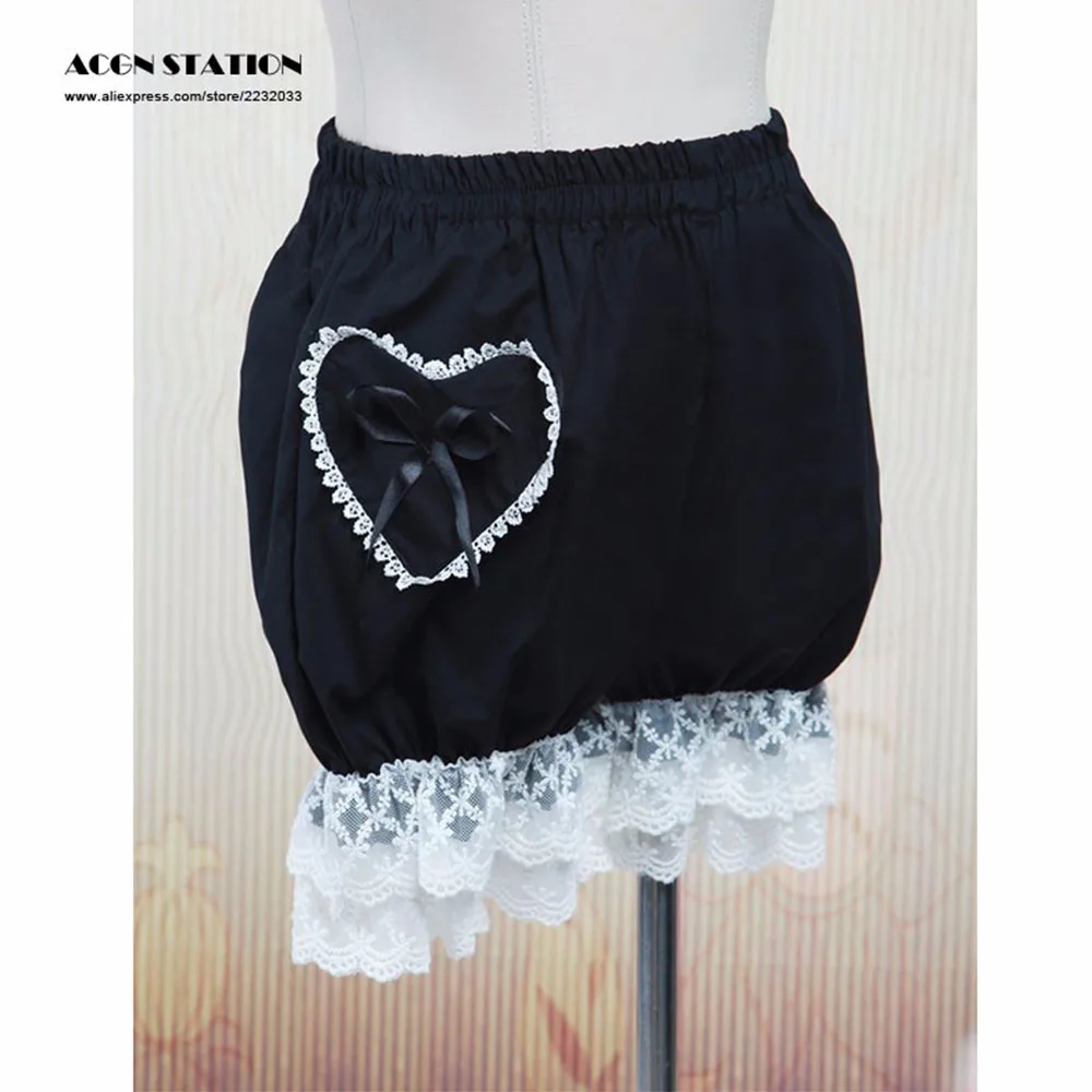 Бесплатная доставка новые милые черные хлопковые шорты в стиле &quotЛолита&quot с