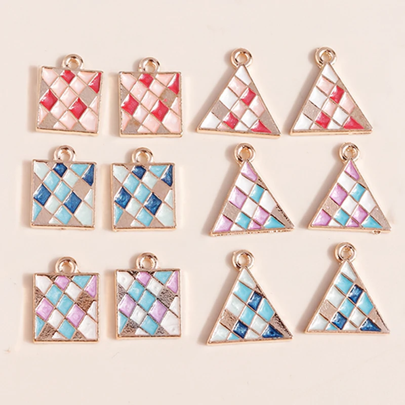 

10pcs 17*16mm Enamel Mermaid Charms Necklaces Earrings Making Accessories Colorful Square Charms for diy Jewelry Making Pendants