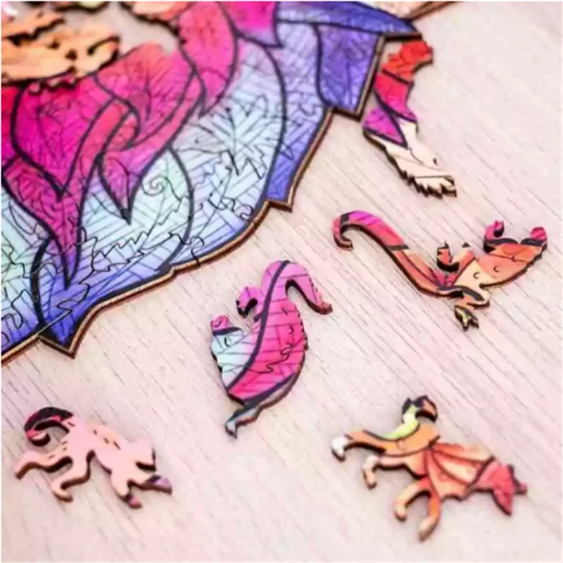 Деревянные головоломки Животные &quotЛиса&quot &quotКот&quot &quotЛев волк