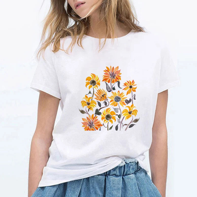 

Woman tshirts Summer 2021 Flower Aesthetic graphic t shirt Ladies Fashion Top Female Casual Tees Short Sleeve t-shirt women