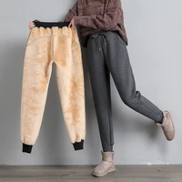 peledress women winter warm pants velvet cashmere thick trousers high waist elastic korean harajuku harem pants plus size 2021