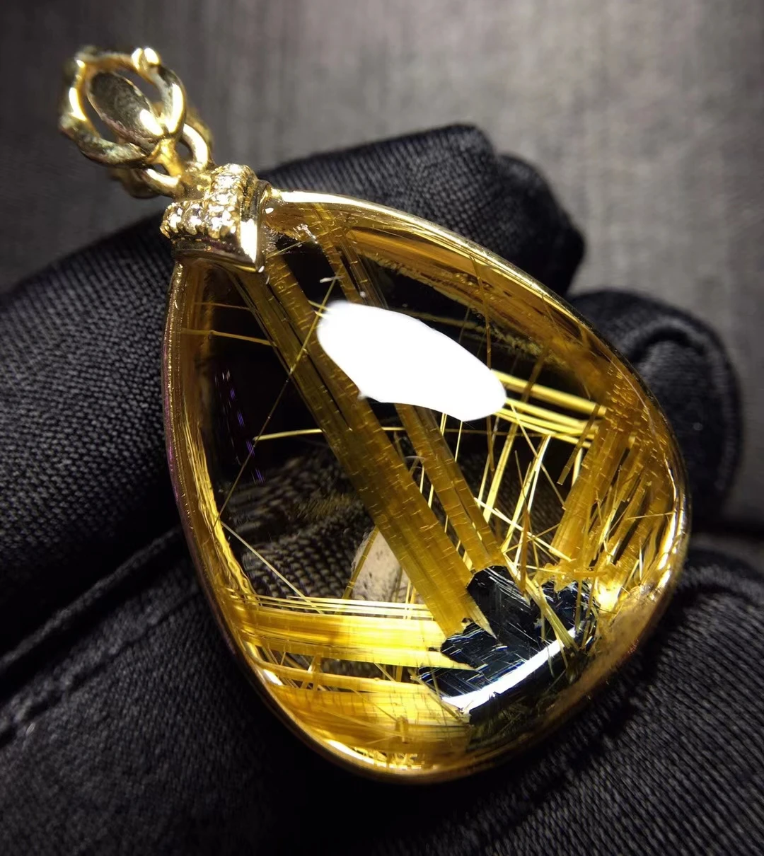 

Natural Gold Rutilated Quartz Water Drop Flower Pendant 31.4*24.3*13.5m Wealthy Stone Women Men Jewelry Genuine AAAAAA