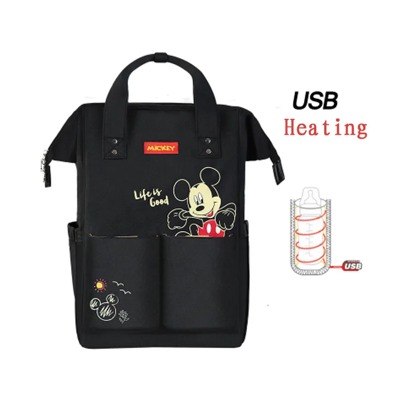 Disney рюкзак для подгузников, сумка для подгузников, USB Подогрев, дорожный рюкзак для беременных, большая емкость, сумка для кормления, уход за ребенком, сумка для мам - Цвет: B120