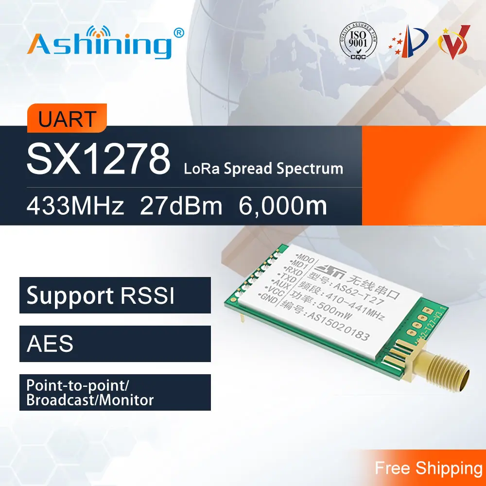 10 шт. 433 МГц 500 МВт LoRa Sx1278 AS62-T27 Беспроводной дальний передатчик приемник модуль RF