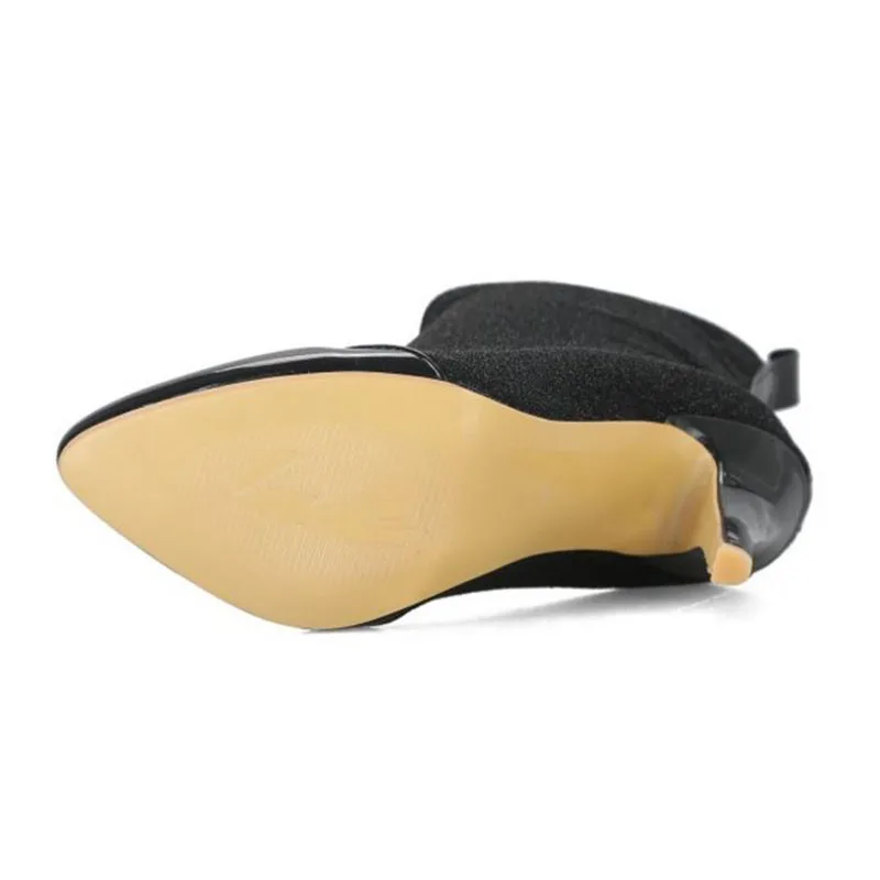 ZALAVOR/пикантные женские ботинки на высоком каблуке размера плюс 32-48 Блестящие