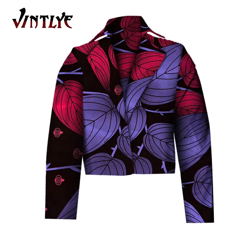 Women Floral Print Jacket African Clothing Dashiki for Lady Long Sleeve Short Top Hip Hop Punk Coat Large Size WY632 | Тематическая
