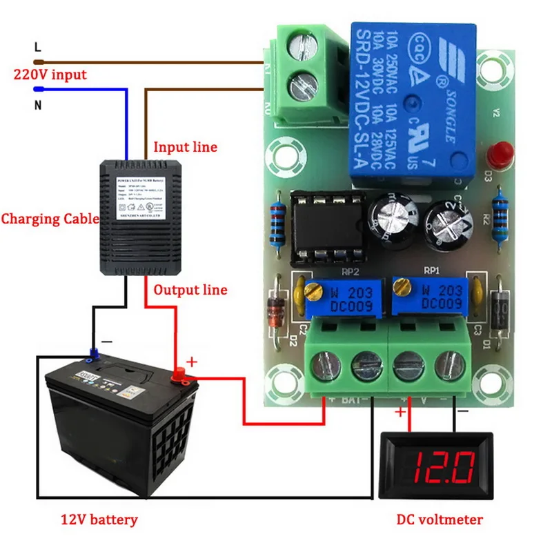 12V контроль зарядки аккумулятора плата управления батареей модуль постоянного