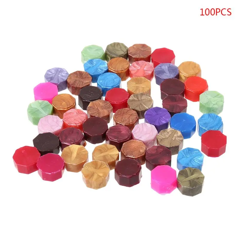 

100Pcs Envelope Seal Seal Wax Retro Octagon Beads DIY Decor Multicolor Stamps