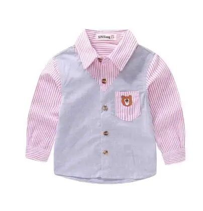 splice pink Коллекция года, Осенняя детская одежда рубашки для мальчиков однотонные повседневные хлопковые рубашки с длинными рукавами и стоячим воротником для маленьких мальчиков, Детская рубашка, Топ - Цвет: splice pink