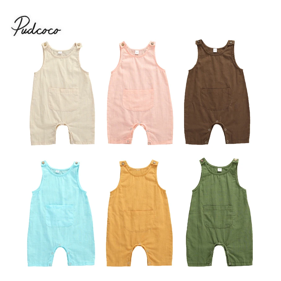 Комбинезон хлопковый для новорожденных девочек 0 24 мес. однотонный комбинезон