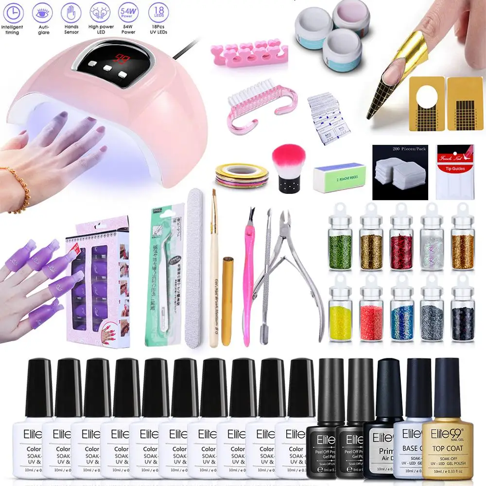 Набор для маникюра Elite99 УФ светодиодный лампа сушки ногтей комплект гель лака