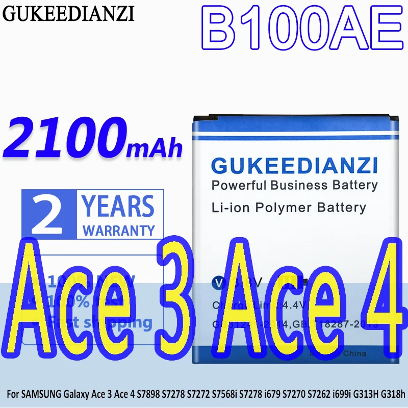 

GUKEEDIANZI Battery B100AE 2100mAh For SAMSUNG Galaxy Ace 3 Ace 4 S7898 S7278 S7272 S7568i Ace3 Ace4