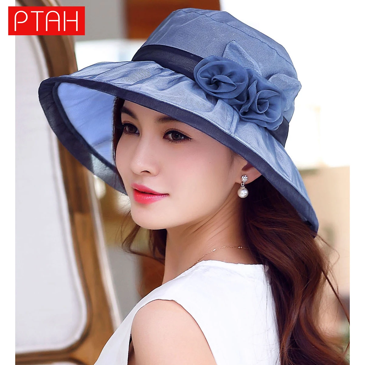 

[PTAH] 100% Mulberry Silk Hats Summer Sun Protection Breathable Cap Women's UPF50+ Beach Shipping Hat Female 2021 Not Polyester