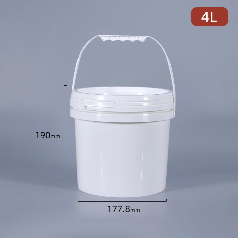 

Airtight Sealing Plastic Bucket 4 liter Round Storage Container Food Grade Pail Liquid Cream Packaging Bottle 1Pcs