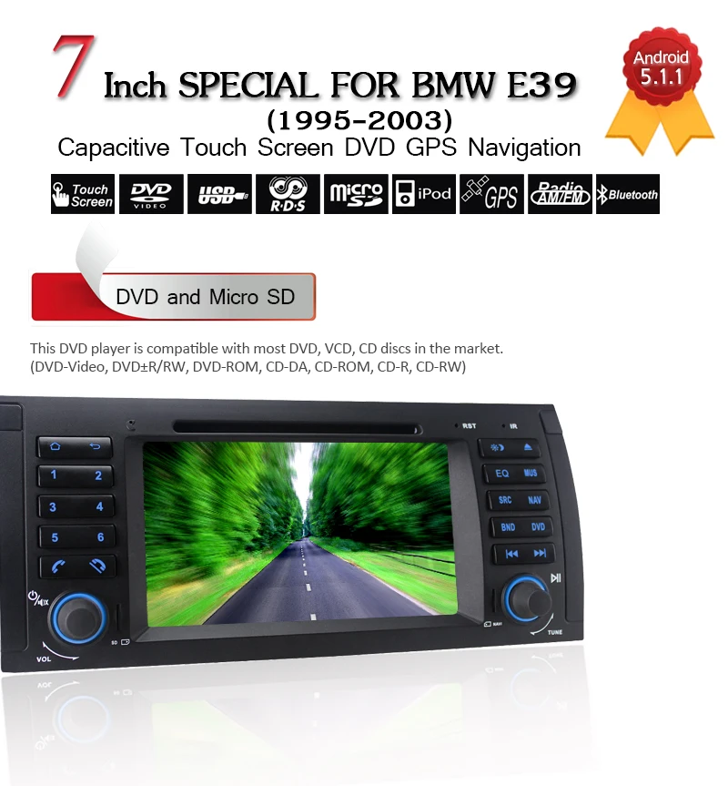 Автомагнитола с восьмиядерным процессором 1024*600 Android 8 1 DVD GPS навигацией для BMW 5