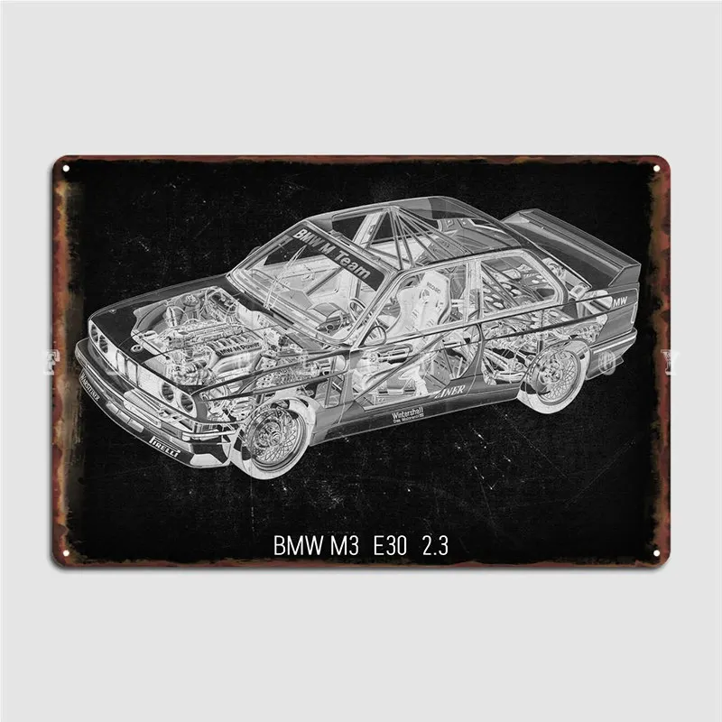 

M3 E30 23 металлический плакат с зубцом, кинотеатр, гараж, индивидуальная роспись, Декор, жестяной плакат