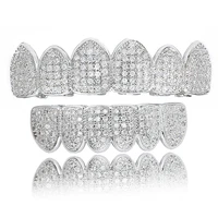 hip hop cubic zircon teeth grillz top bottom grills dental mouth punk tooth caps cosplay rapper jewelry