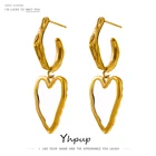 Серьги-подвески женские Yhpup, из нержавеющей стали, золото 18 К, водонепроницаемые украшения