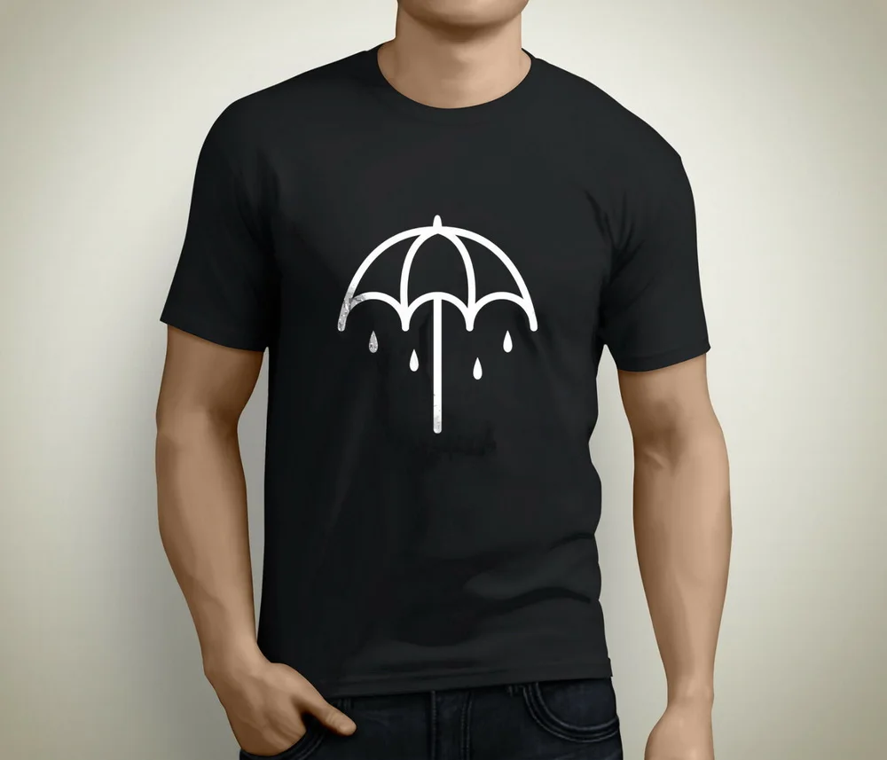 Bring Me The Horizon Umbrella Логотип Рок-Группа Мужская черная футболка Размер S до 5XL
