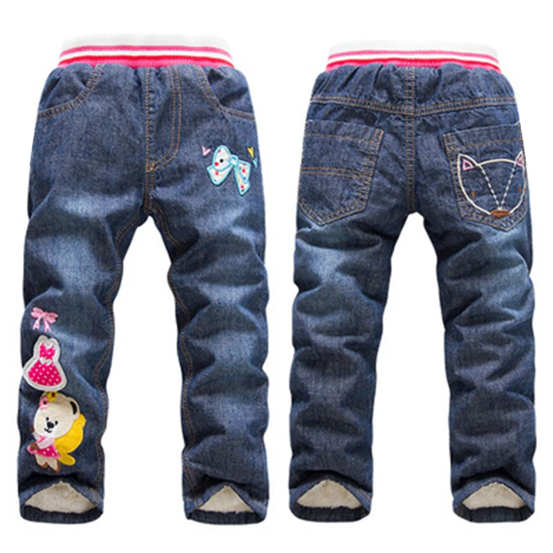 Зимние джинсы для мальчиков от 2 до 7 лет Детские плотные шерстяные брюки