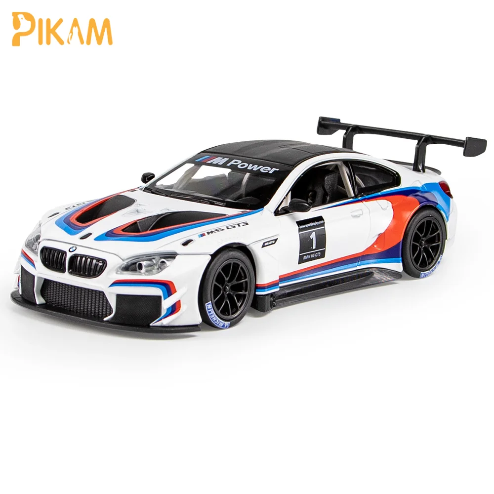 

Модель автомобиля PIKAM 1:24 M6 GT3 из сплава, игрушка, литая металлическая Гоночная машина Le Mans, игрушки со звуком и подсветкой для детей, подарки д...