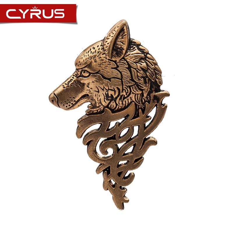 Мужская Винтажная брошь в форме головы волка массивная булавка для воротника