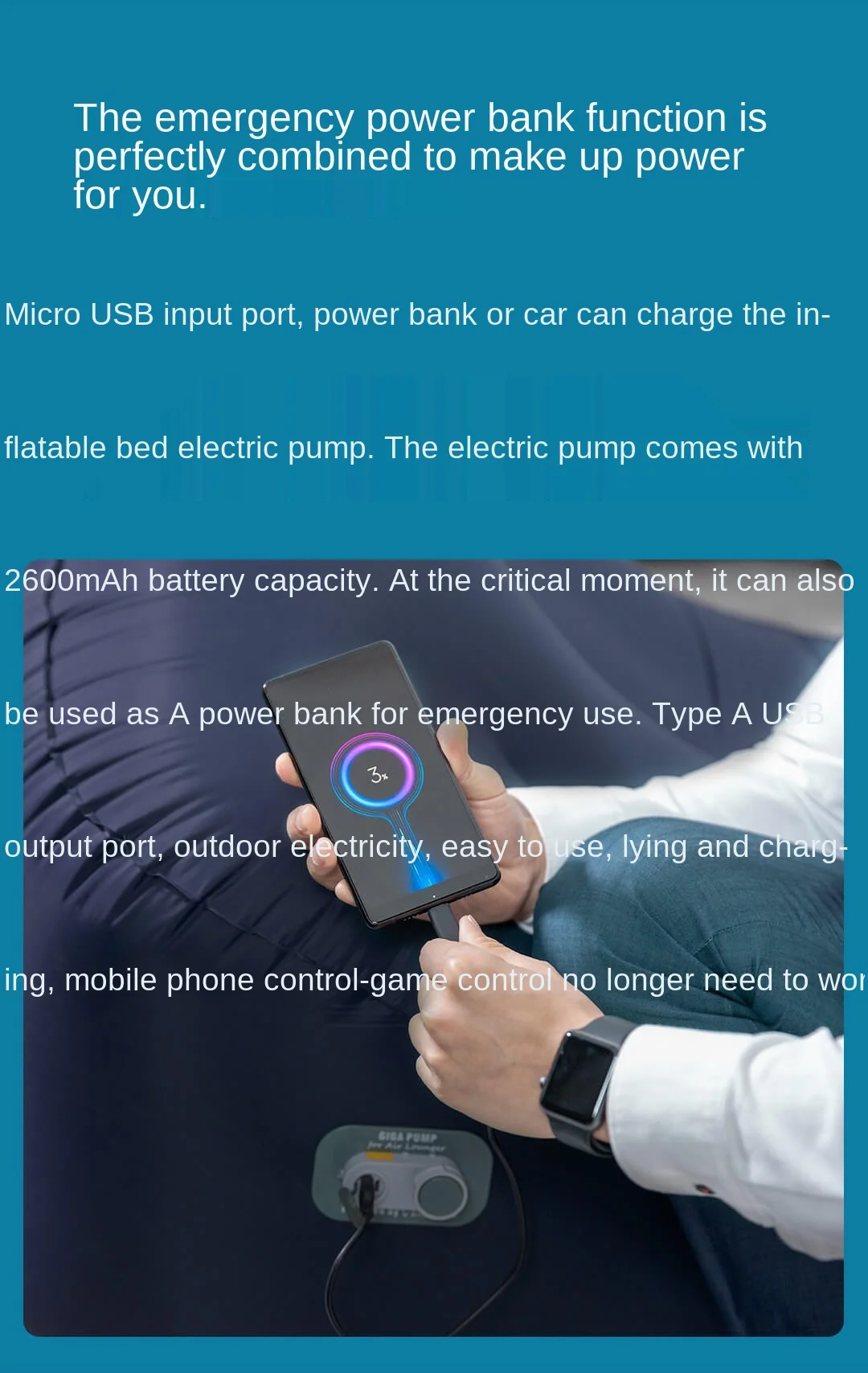 

zq Xiaomi One-Click Automatic Inflatable Lounge Bed Picnic Outdoor Bed Single Office Portable Escort