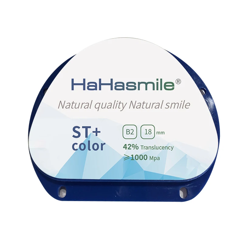 Hahasmile CAD CAM Dental Preshaded Zirconia AG B2 Vita16 Shades zirconia ST+ Color Zirconia Block Blank High 42% Translucency