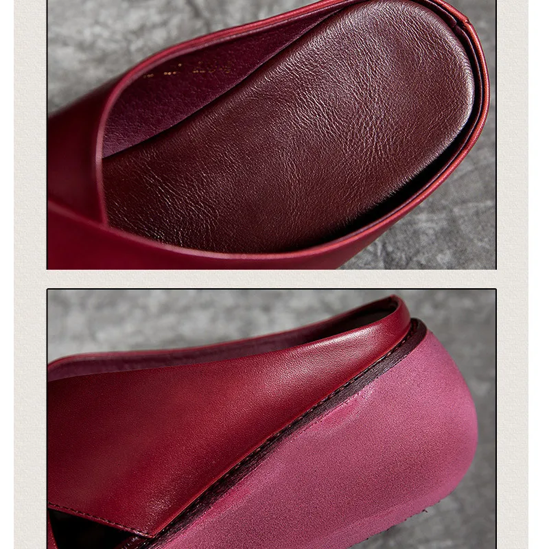 

New Sandals Women Comfy Soft Leather Platform Thick Heel Beach Sandal Slippers For Women Zapatos Mujer