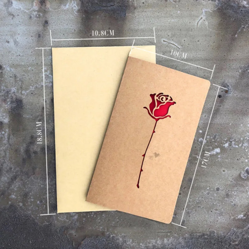 3D Поп ап бумага винтажная почтовая карта День Святого Валентина рождения подарки