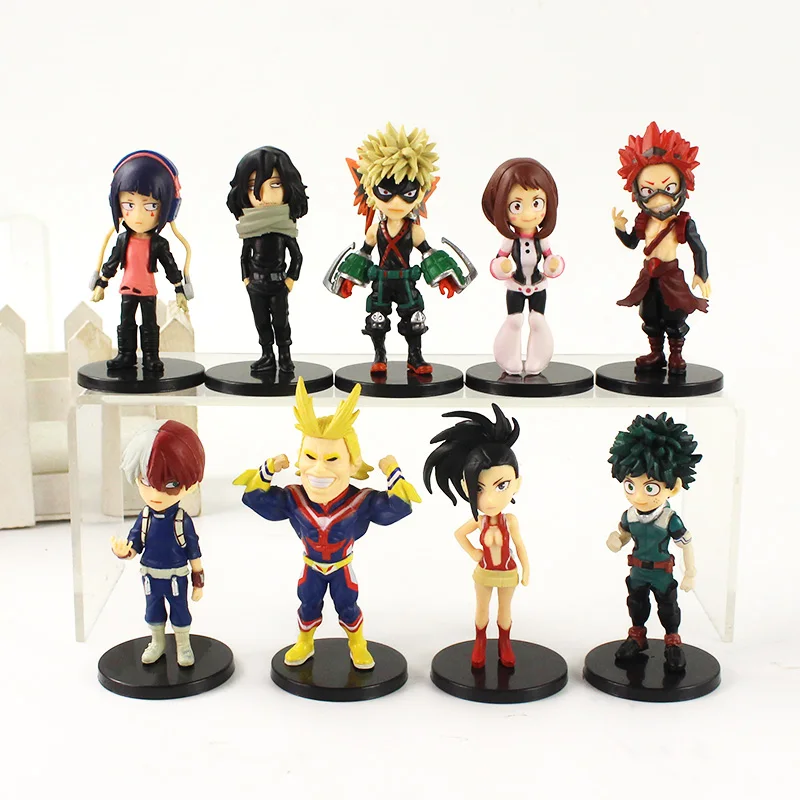 

9pcs/set 7.5-9.5cm My Hero Academia Figure Toys Izuku Midoriya Todoroki Shoto Bakugo Katsuki PVC Cute Mini Model Dolls