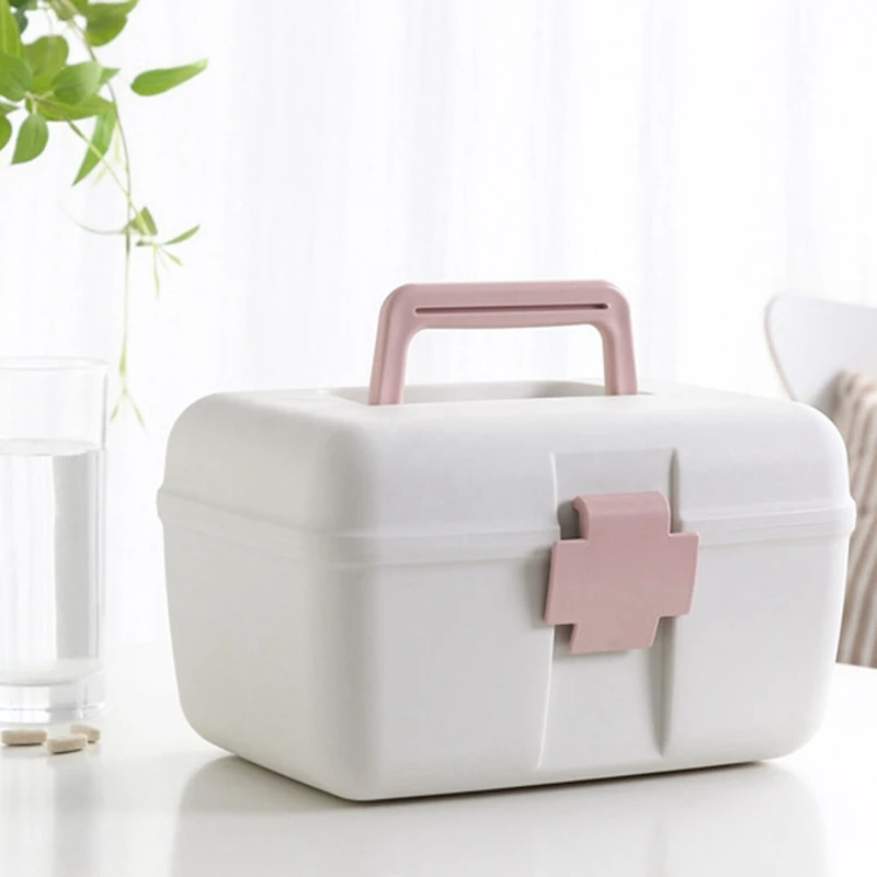 

Home Box Organizer Portable Storage Box First Aid Kit Plastic Emergency Kit with Handle Multi-Layer Medicine Chest
