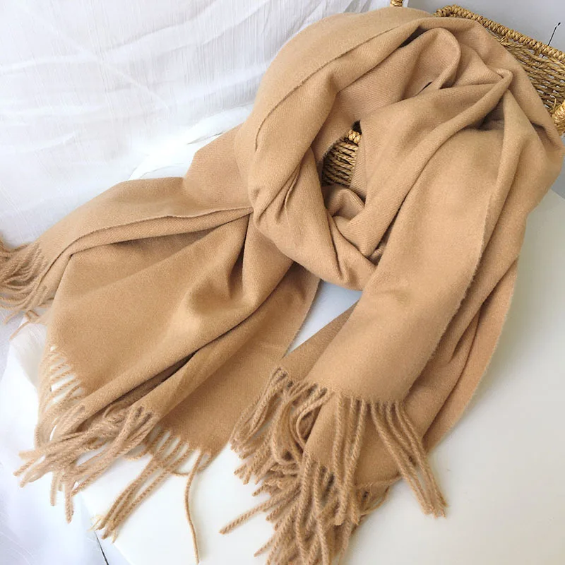 

Autumn And Winter Versatile Solid Cashmere Like Thickened Thermal Scarf Korean Camel Long Shawl 2021