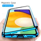 Магнитный флип-чехол для samsung galaxy a52 360 a 52 52A 5G 4G A525F A526, двухсторонний стеклянный чехол с металлическими краями, 2021 