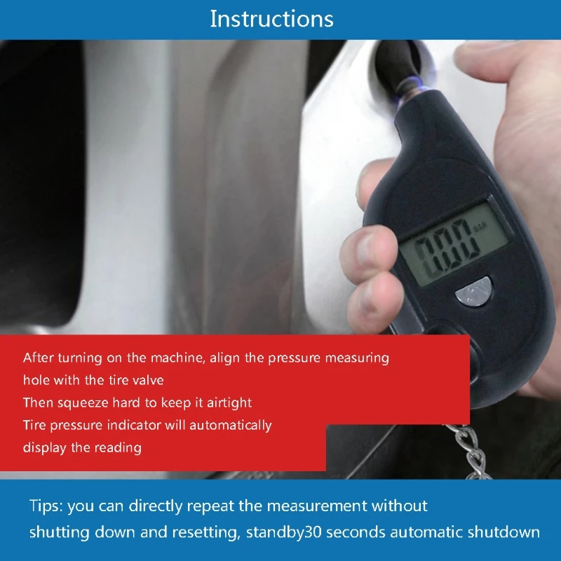 

Digital Tire Pressure Gauge 4 Units LCD Tire Gauge for Cars Motorcycles Bikes